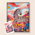 Zebra diamond painting kit with colorful abstract harmony design