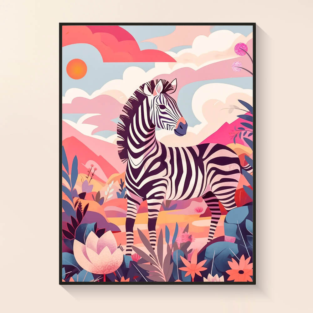 Reference artwork for zebra colorful painting in diamond art style